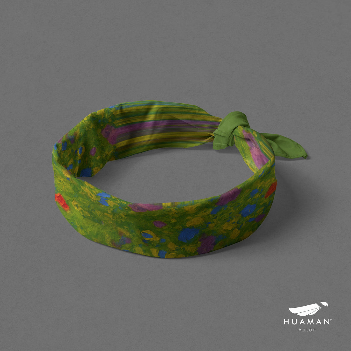 Pañuelo Flores Glitch Verde