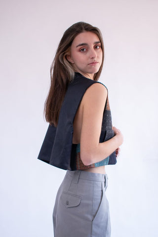 Chaleco Gilet Upcycling Colores Azules