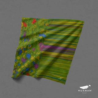 Pañuelo Flores Glitch Verde