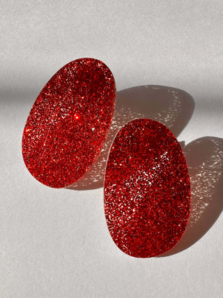 Aros Brillantina Rojo