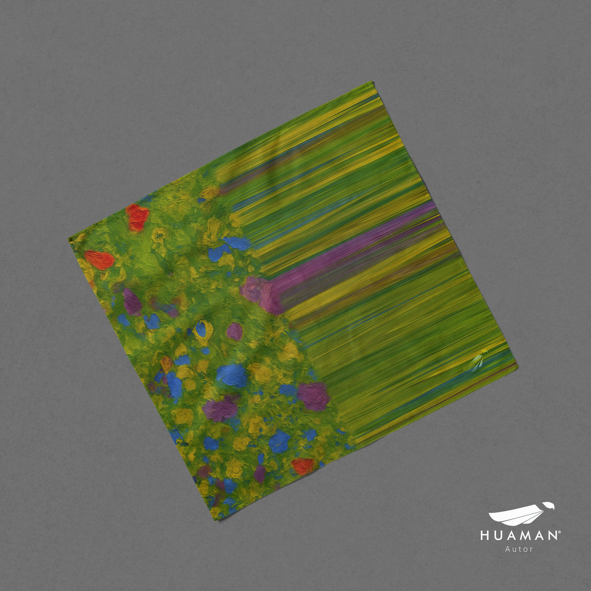 Pañuelo Flores Glitch Verde