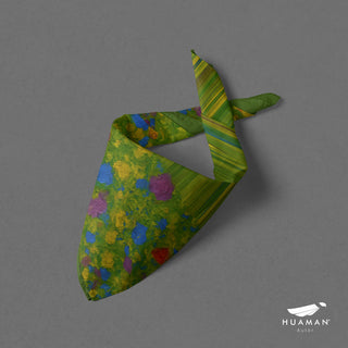 Pañuelo Flores Glitch Verde