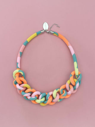 collar cadena fluor pastel