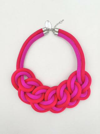 collar cadena doble rojo:fucsia